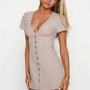 Princess Polly "Loveliness Playsuit Brown Check"